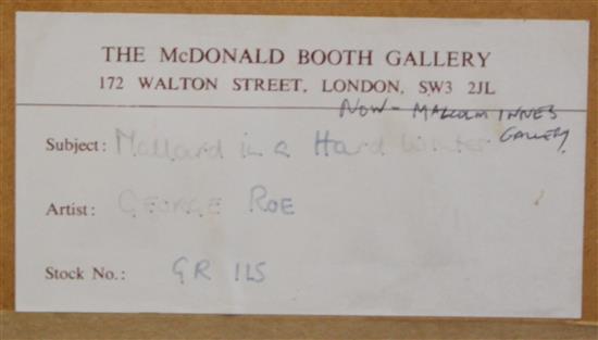 George Rowe (20th C.) Mallard in a hard winter, 8 x 14in.